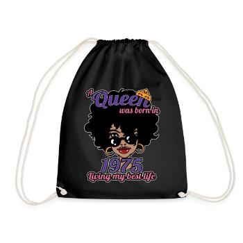 Une reine est née en 1975 - anniversaire de 47 ans - Sac de sport léger - noir - Devant