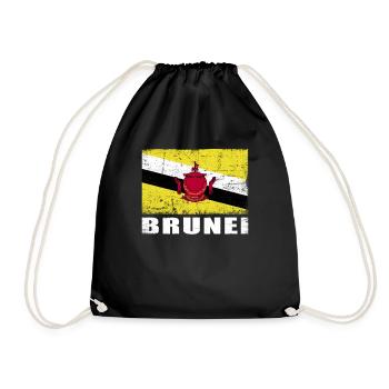 Brunei Flagge Grunge Brunei Fahne - Turnbeutel - Schwarz - Vorne