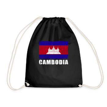 Cambodia Flag Grunge Cambodia Flag - Drawstring Bag - black - Front