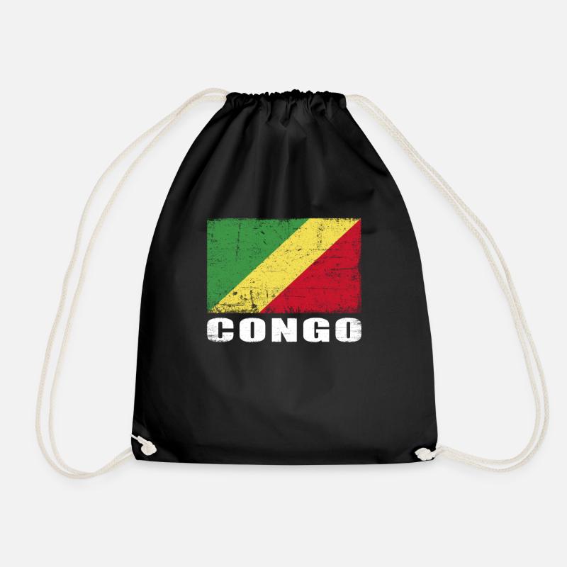 Drapeau du Congo Grunge Drapeau du Congo - Sac de sport léger - noir