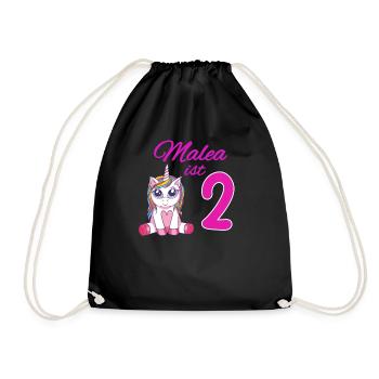 Kindergeburtstag 2 Jahre Mädchen Name Malea - Turnbeutel - Schwarz - Vorne