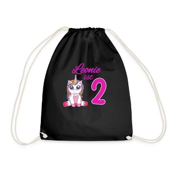 Kindergeburtstag 2 Jahre Mädchen Name Leonie - Turnbeutel - Schwarz - Vorne