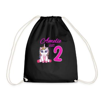 Kindergeburtstag 2 Jahre Mädchen Name Amelie - Turnbeutel - Schwarz - Vorne
