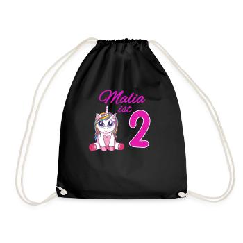 Kindergeburtstag 2 Jahre Mädchen Name Malia - Turnbeutel - Schwarz - Vorne