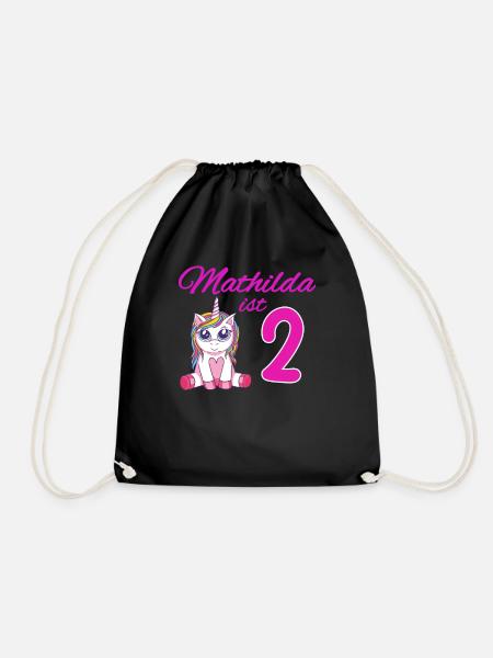 Kindergeburtstag 2 Jahre Mädchen Name Mathilda - Turnbeutel - Schwarz