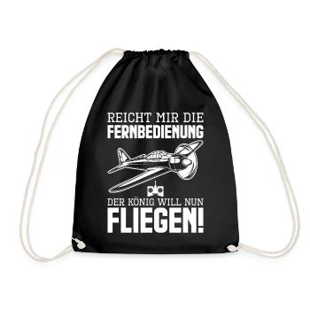 Modellflug Modellbau Modellfliegen - Turnbeutel - Schwarz - Vorne
