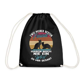Katzen Beste Freunde Spruch Geschenkidee - Turnbeutel - Schwarz - Vorne