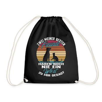 Katze & Hund Beste Freunde Spruch Geschenkidee - Turnbeutel - Schwarz - Vorne