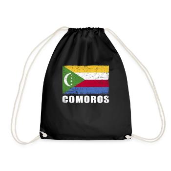 Comoros Flag Grunge Comoros Flag - Drawstring Bag - black - Front