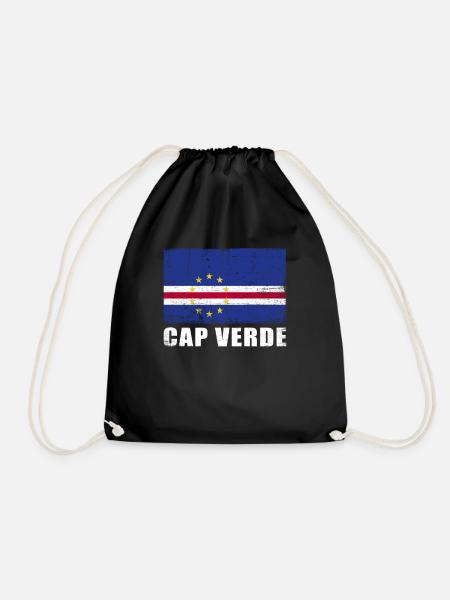 Cape Verde Flag Grunge Cape Verde Flag - Drawstring Bag - black