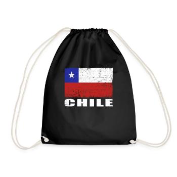 Chile Flagge Grunge Chile Fahne - Turnbeutel - Schwarz - Vorne