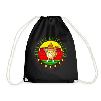 Cinco De Mayo Shirt, Let's Taco Bout Fitness - Drawstring Bag - black - Front