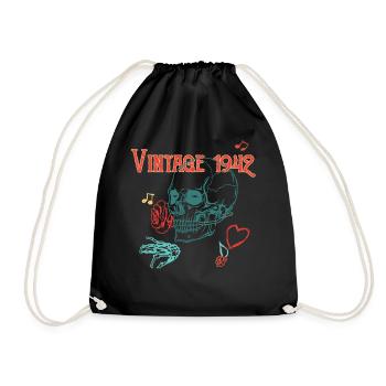 Vintage 1942 Skull Rose Heart Cadeau d’anniversaire T - Sac de sport léger - noir - Devant