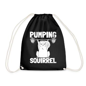 Pumping Squirrel Powerlifting Squirrel - Drawstring Bag - black - Front