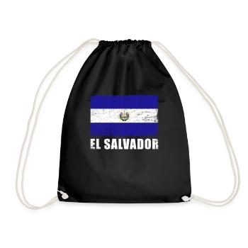 El Salvador Flag Grunge El Salvador Flag - Drawstring Bag - black - Front