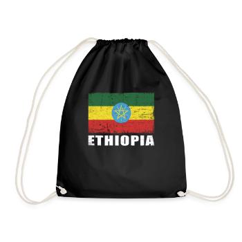 Ethiopia Flag Grunge Ethiopia Flag - Drawstring Bag - black - Front