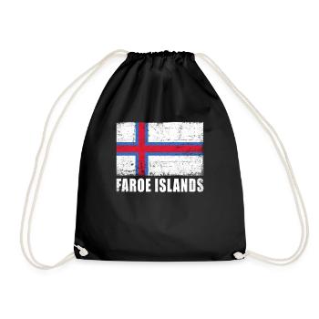 Faroe Islands Flag Grunge Faroe Islands Flag - Drawstring Bag - black - Front