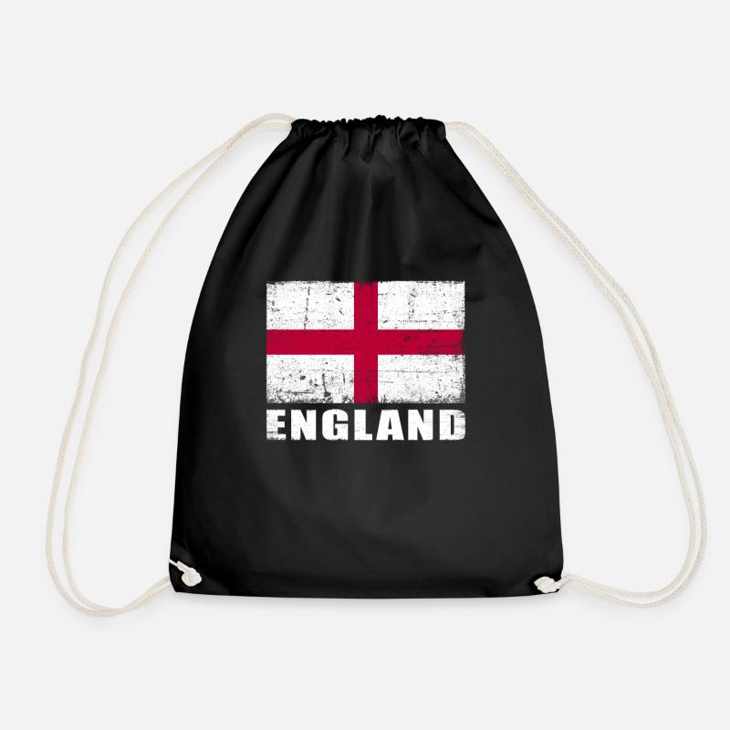 England Flag Grunge England Flag - Drawstring Bag - black