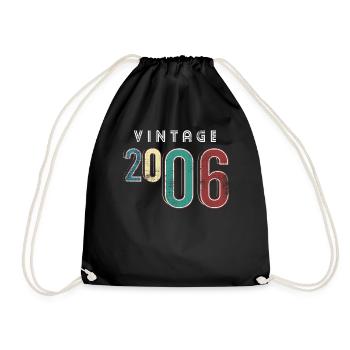 Vintage 2006 Birthday Year of birth 2006 - Drawstring Bag - black - Front