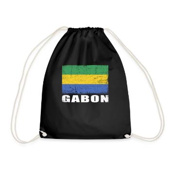 Gabon Flag Grunge Gabon Flag - Drawstring Bag - black - Front