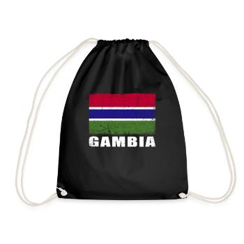 Gambia Flag Grunge Gambia Flag - Drawstring Bag - black - Front