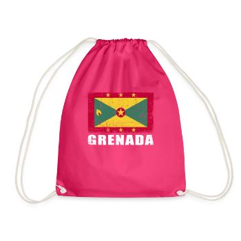 Grenada Flag Grunge Grenada Flag - Drawstring Bag - fuchsia - Front