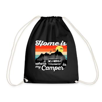 Home is where my camper is - Vintage Sunset - Drawstring Bag - black - Front