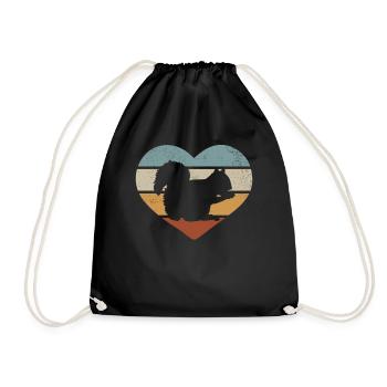Squirrel Heart Squirrel Lover sweet - Drawstring Bag - black - Front