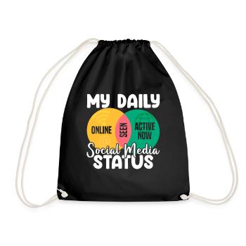 My Daily Social Media Status Venn Diagram Shirt - Drawstring Bag - black - Front