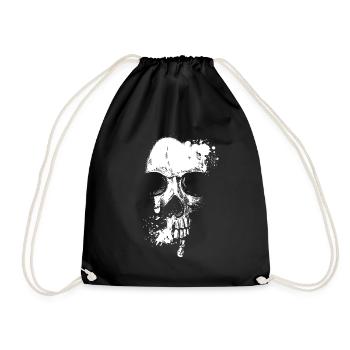 Skull Head and Scarf Gothic Bones Aesthetic Dark - Drawstring Bag - black - Front