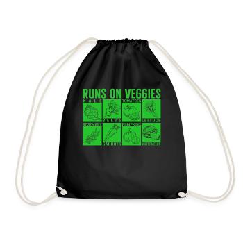 Vegetables Shirt, Runs On Veggies Names Vegetable - Drawstring Bag - black - Front