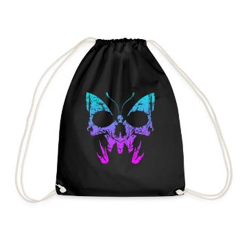 Gothic Schmetterling Totenkopf Knochen Skelett - Turnbeutel - Schwarz - Vorne