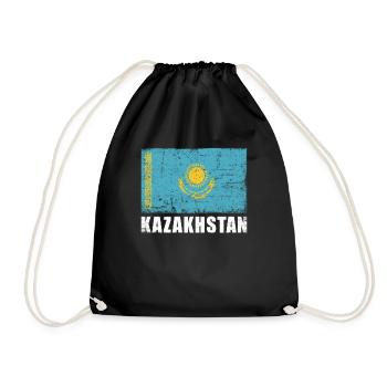Kasachstan Flagge Grunge Kasachstan Fahne - Turnbeutel - Schwarz - Vorne