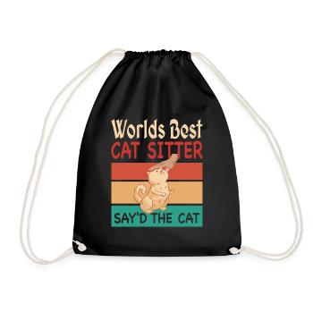 Worlds Best Cat Sitter say'd the Cat - Drawstring Bag - black - Front