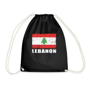 Libanon Flagge Grunge Libanon Fahne - Turnbeutel - Schwarz - Vorne