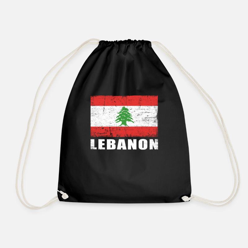Libanon Flagge Grunge Libanon Fahne - Turnbeutel - Schwarz