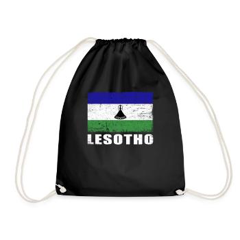 Lesotho Flagge Grunge Lesotho Fahne - Turnbeutel - Schwarz - Vorne