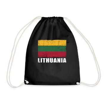 Lithuania Flag Grunge Lithuania Flag - Drawstring Bag - black - Front