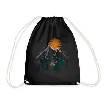 Camping in the mountains - Drawstring Bag - black - Front