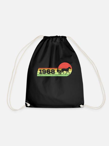Trotting horse born in 1968 Birthday horses - Drawstring Bag - black