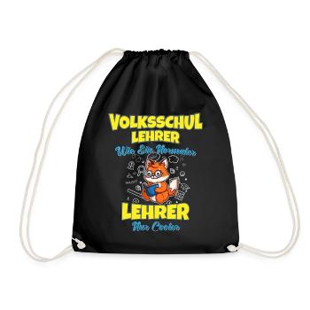 Volksschullehrer Volksschule Lehrkraft Lehrer - Turnbeutel - Schwarz - Vorne