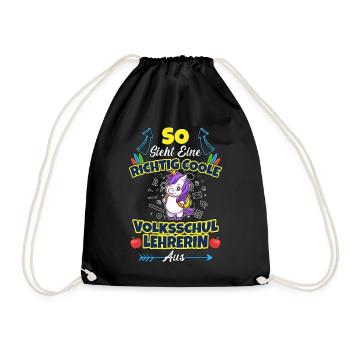 Volksschullehrerin Volksschule Lehrkraft Lehrerin - Turnbeutel - Schwarz - Vorne