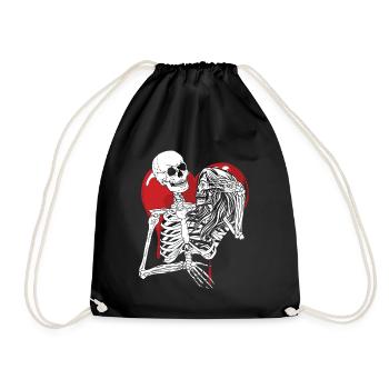 Till Death Midnight Lovers Gothic Skull Bones - Drawstring Bag - black - Front