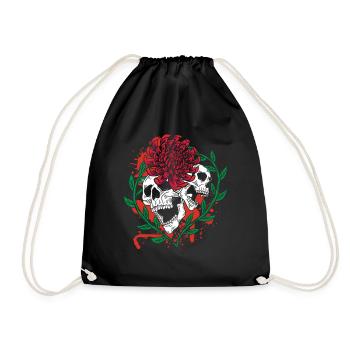 Skull Head and Scarf Gothic Bones Aesthetic Dark - Drawstring Bag - black - Front