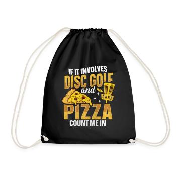Disc Golf and Pizza - Count me in Frisbee - Drawstring Bag - black - Front