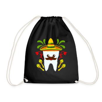 Cinco De Mayo Shirt, Floral Dental Tooth Maracas - Drawstring Bag - black - Front