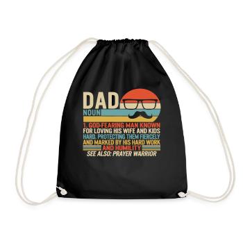 Papa Noun Definition Hemd, Brille Schnurrbart süß - Turnbeutel - Schwarz - Vorne