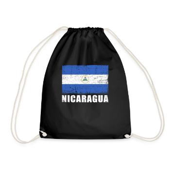 Nicaragua Flagge Grunge Nicaragua Fahne - Turnbeutel - Schwarz - Vorne