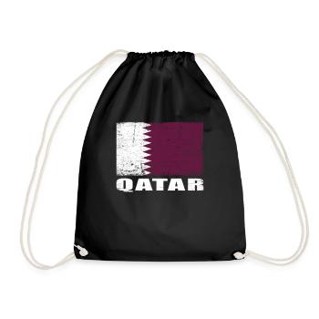 Qatar Flag Grunge Qatar Flag - Drawstring Bag - black - Front