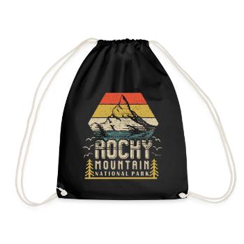 Rocky Mountains Souvenir Nationalpark Wandern Camp - Turnbeutel - Schwarz - Vorne